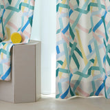 Ruban カーテン ブルー グリーン マルチカラー